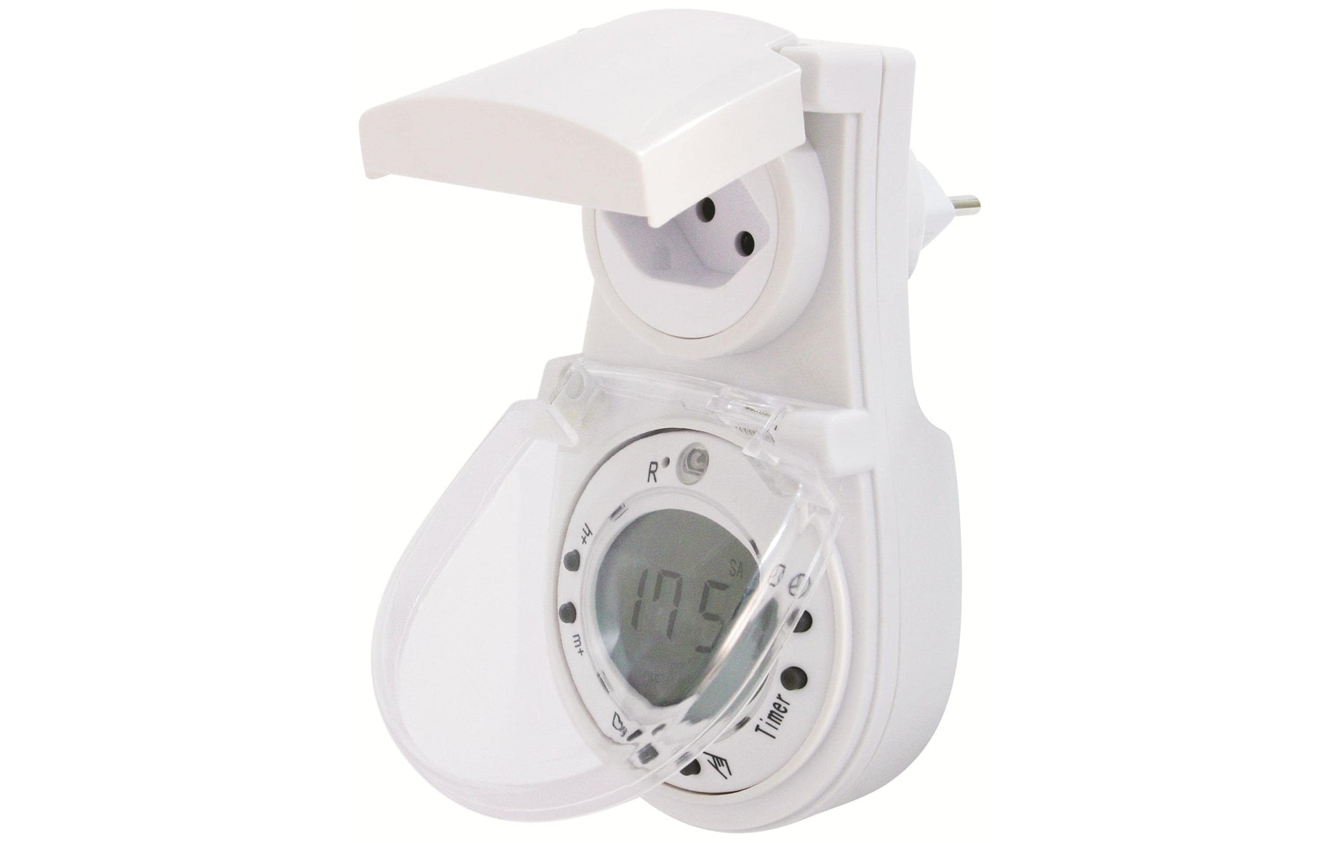 Steffen Digitale Zeitschaltuhr (DIN-Schiene) – Tages-/Wochen-Timer, IP44, 9 Schaltpunkte – Weiss – 1204411