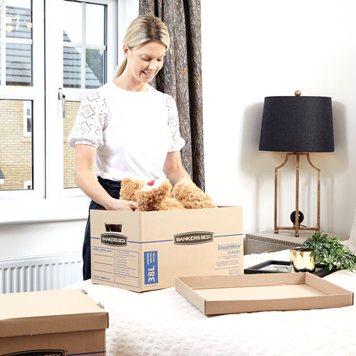 Fellowes Versandkarton SmoothMove – 445 × 325 × 260 mm, 38 l, Deckel, Griffe, verstärkter Boden – 10 Stk.
