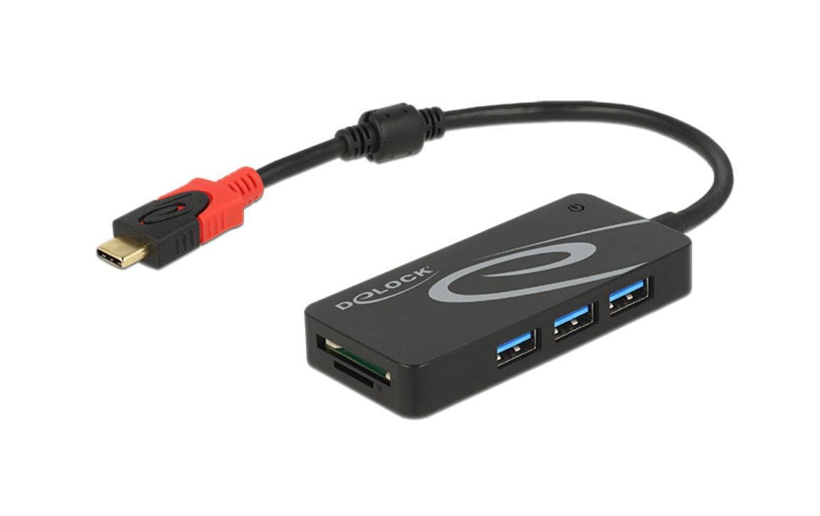 DeLOCK USB-Hub – USB-C, 3× USB-A, SD/microSD, für Windows/Mac/Linux