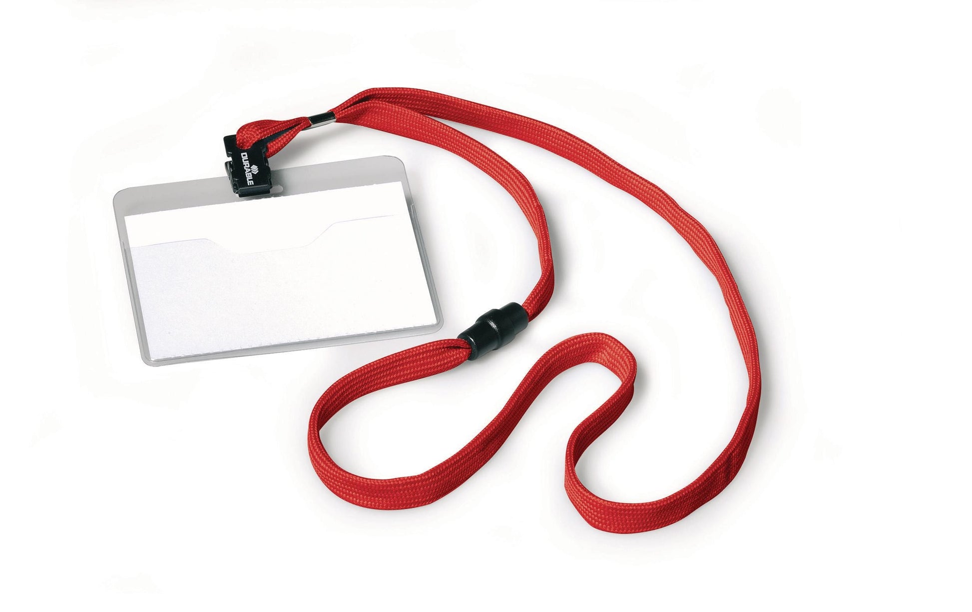 Durable Namensschild mit Textilband – 90 × 60 mm – Textil – rot – 10 Stk.
