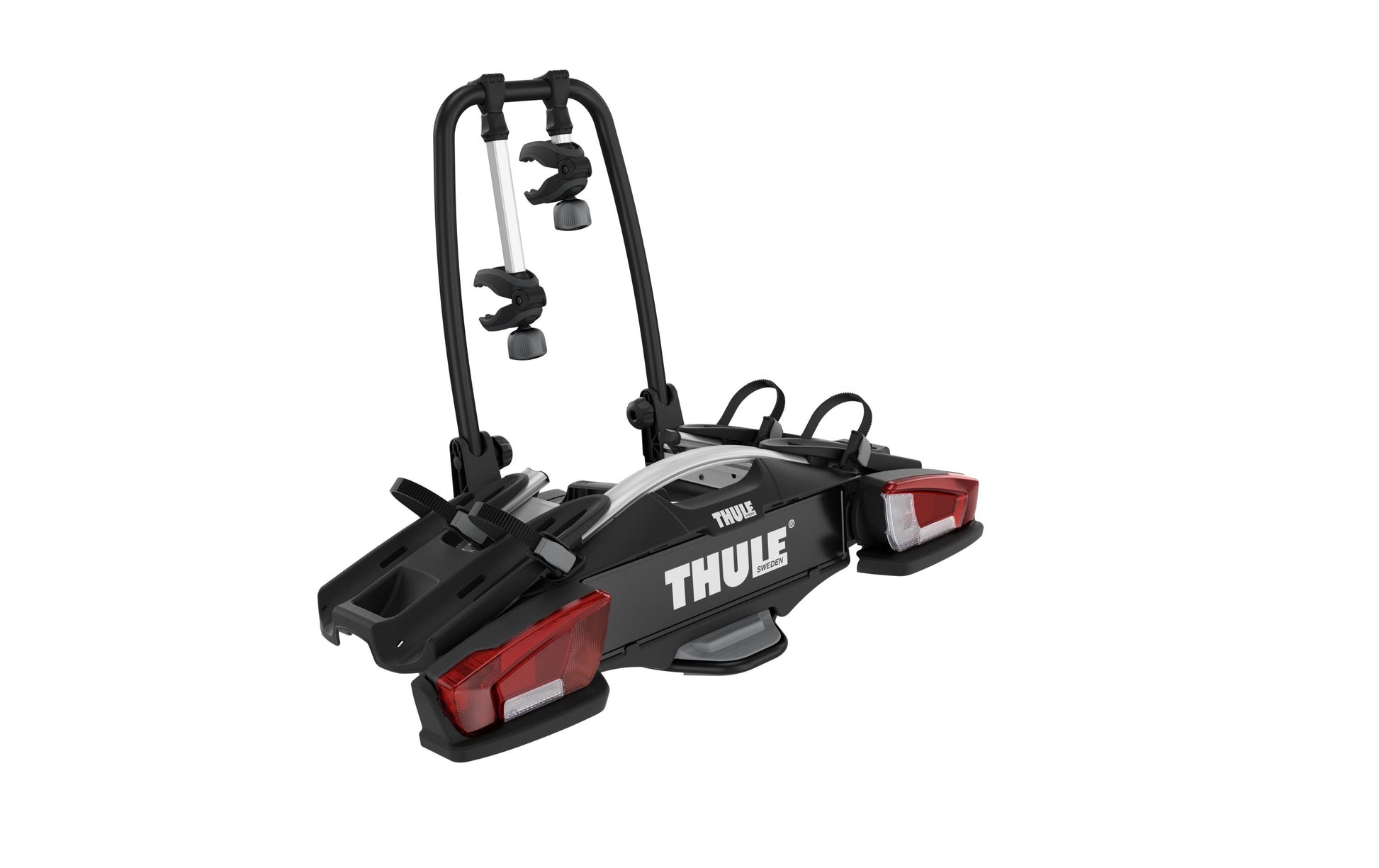 Thule Fahrradträger Velo Compact – zusammenklappbar, für Anhängerkupplung – 2 Fahrräder, bis 46 kg – Silber