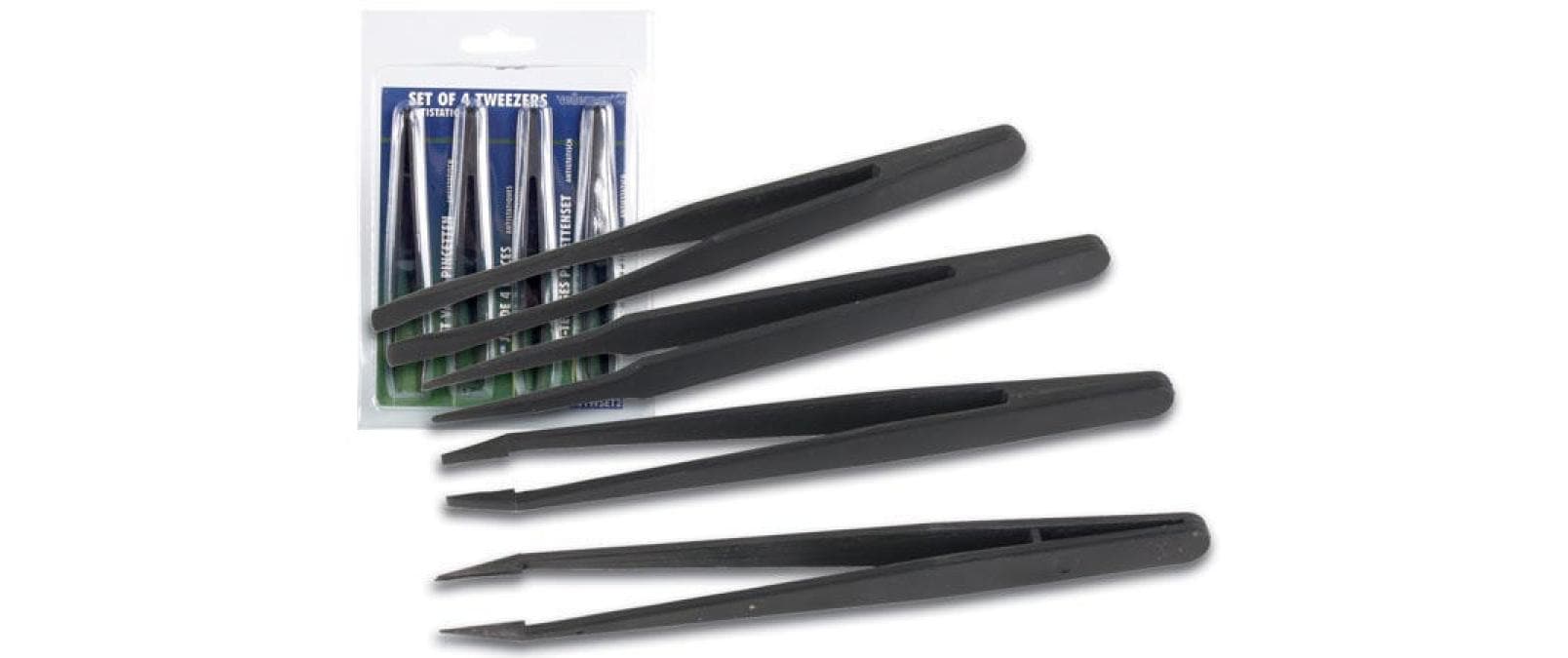 Velleman VTTWSET2 Pinzettenset – Länge 120 mm, Edelstahl