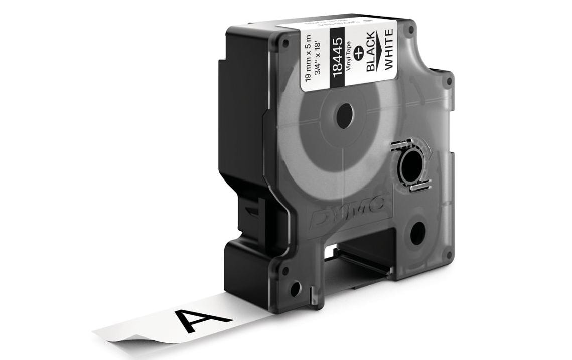 DYMO Schriftband – 19 mm × 5,5 m, weiss, schwarz, Rhino IND – für DYMO Rhino: 3000, 4200, 5000 und weitere