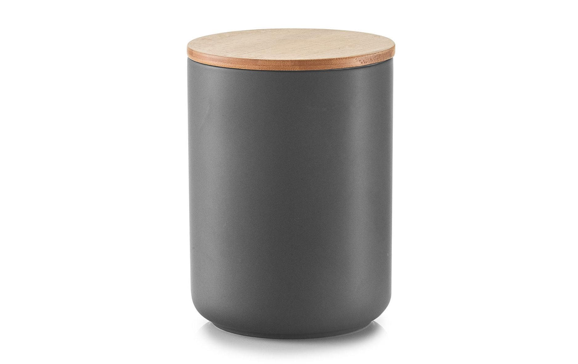 Zeller Present Vorratsdose 1,5 l, Ø 13 × 17,5 cm, Keramik, Bambusdeckel, Anthrazit