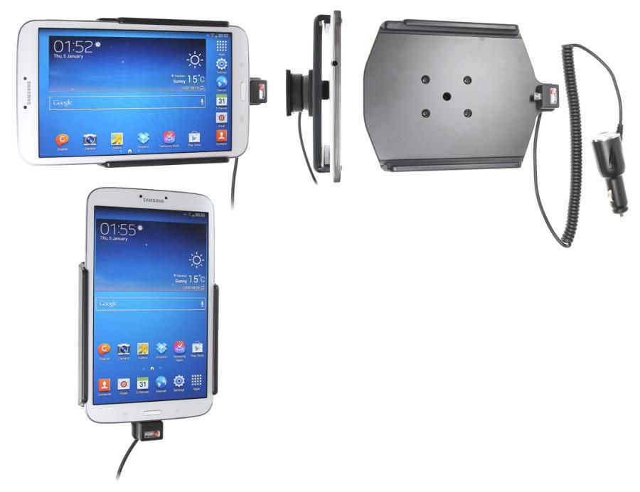 Brodit Fahrzeug-Dock für Samsung Galaxy Tab 3 8,0" – Zigarettenanzünder 12 V, neig-/schwenkbar – Schwarz
