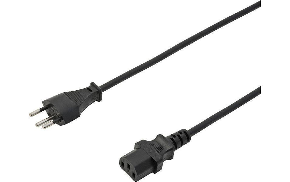Diggelmann Netzkabel, T12 auf IEC C13, angespritzt, 250 V, 15 m, Schwarz