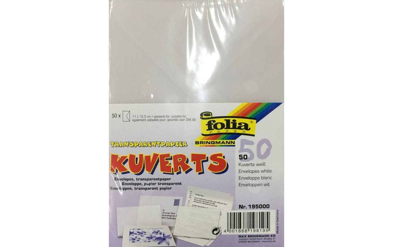 Folia Couvert 110 × 155 mm, ohne Fenster, mehrfarbig, 115 g/m², Transparentpapier – Folia – 50 Stk.