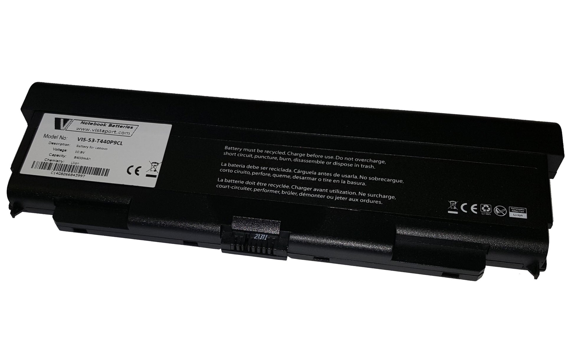 Vistaport Notebook-Akku – für Lenovo ThinkPad L/T/W-Serien – 90 Wh, 10,8 V (9 Zellen) – Schwarz