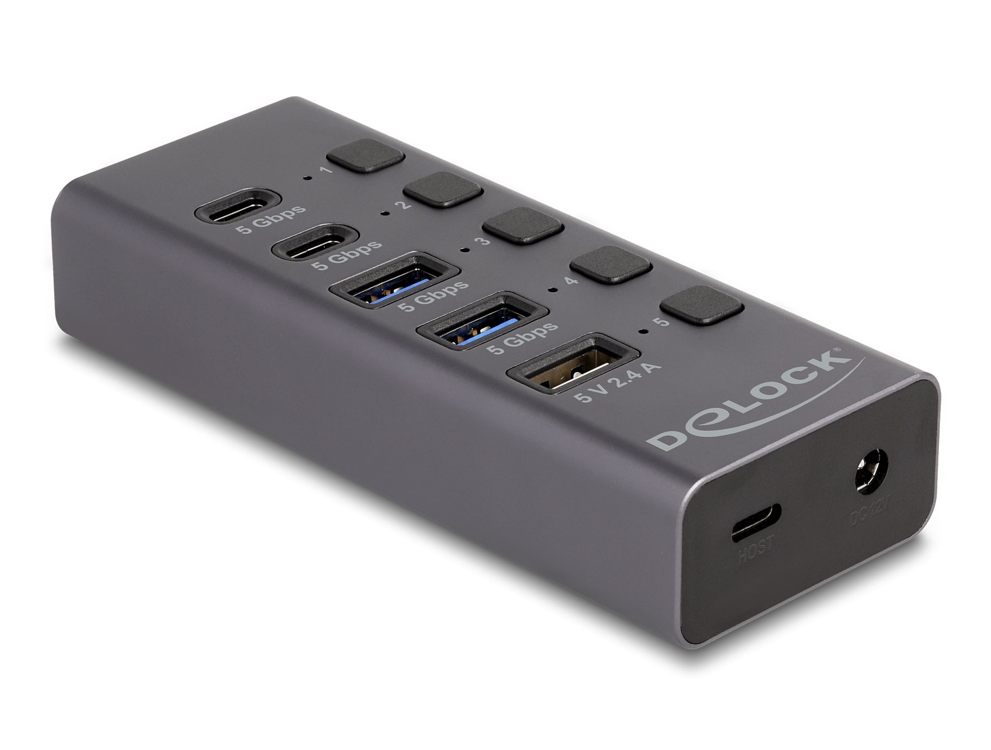 DeLOCK 64248 USB-Hub – USB-C, 3× USB-A, 3× USB-C, für Windows/Mac/ChromeOS