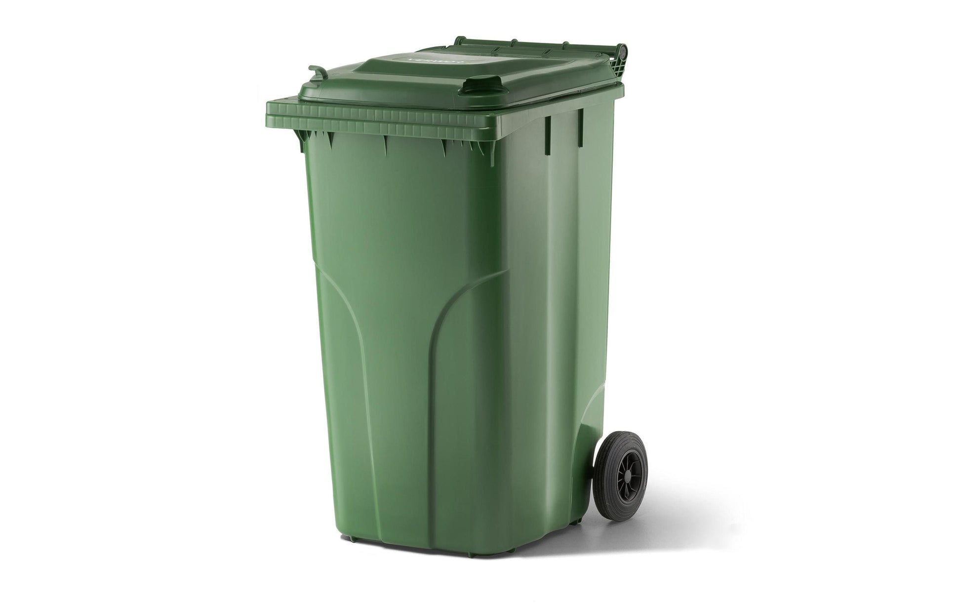 Verwo Abfallcontainer – 240 l – mit Deckel – Kunststoff, Grün – B × H × T 580 × 1060 × 740 mm