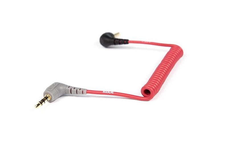 RØDE 3,5-mm-Klinkenkabel – 90° Stecker–90° Stecker – 0,15 m, TRS–TRRS, vergoldete Stecker, Rot