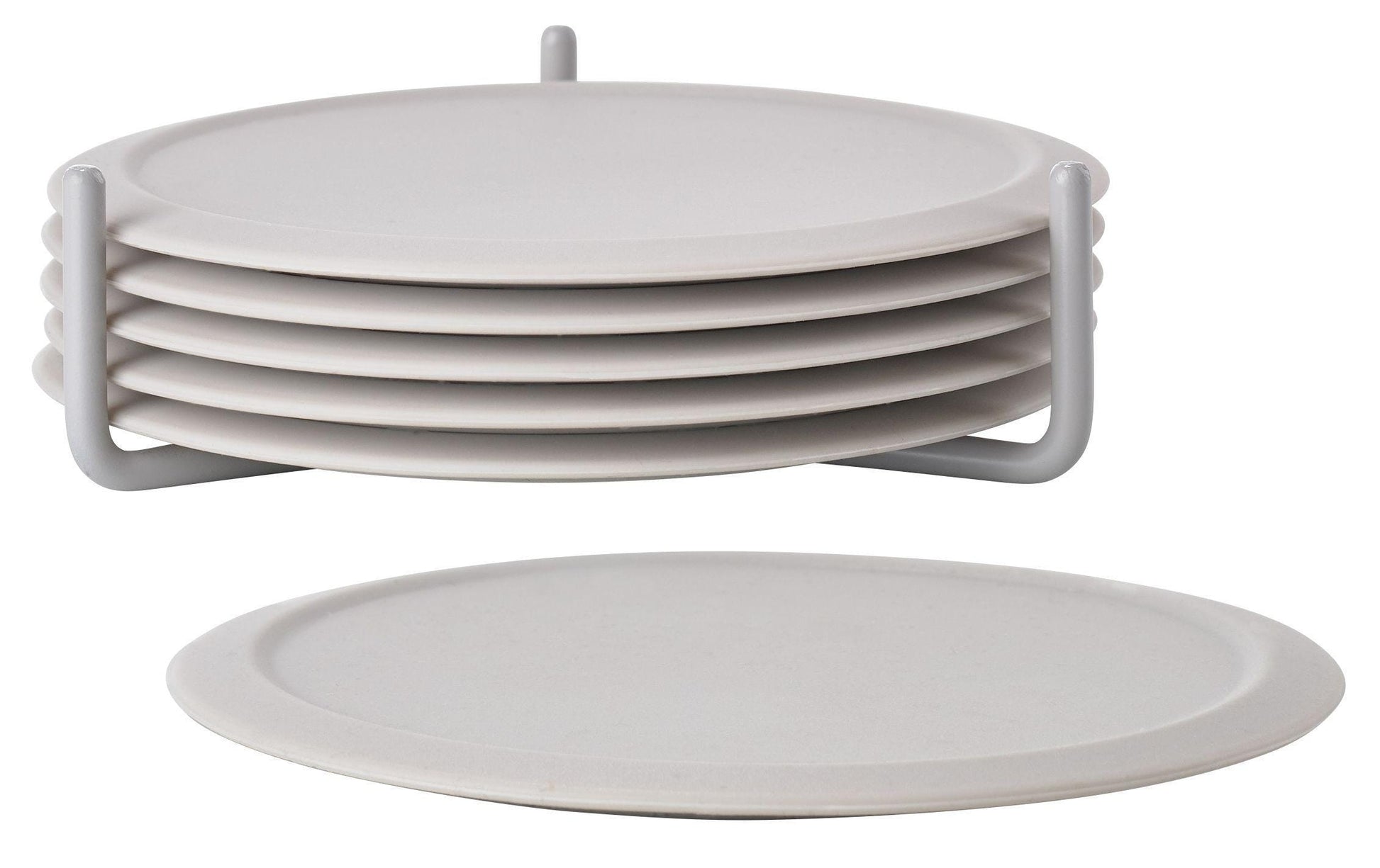 Zone Denmark Glasuntersetzer – 6er Set, Ø 10,0 cm, Silikon/Metall, Grau, mit Halter