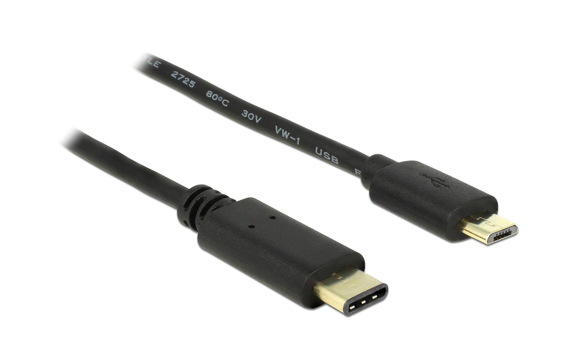 DeLOCK USB-C auf Micro-USB-B Kabel – USB 2.0 (480 Mbit/s) – 2 m – Schwarz – für Micro-USB-B Geräte