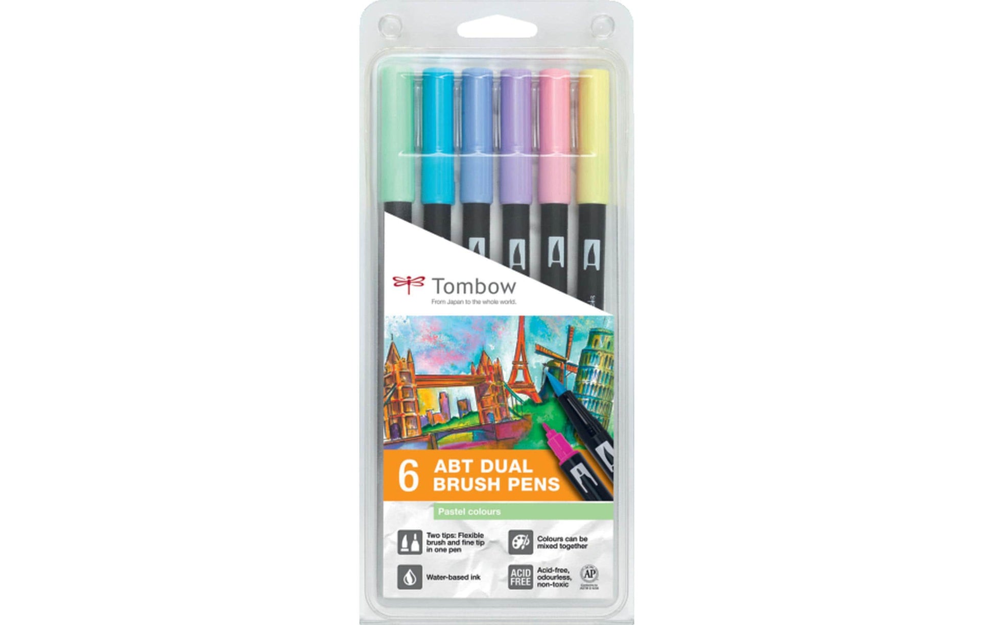 Tombow Filzstifte ABT, auswaschbar, 6 Farben