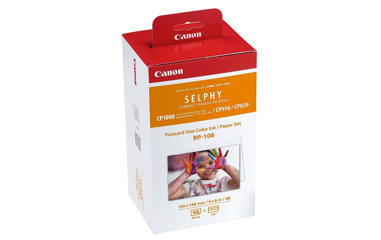 Canon Selphy Papier-Set – glänzend, 100 × 148 mm, 260 g/m², 108 Blatt, inkl. 2 × Farbband – für Canon Selphy