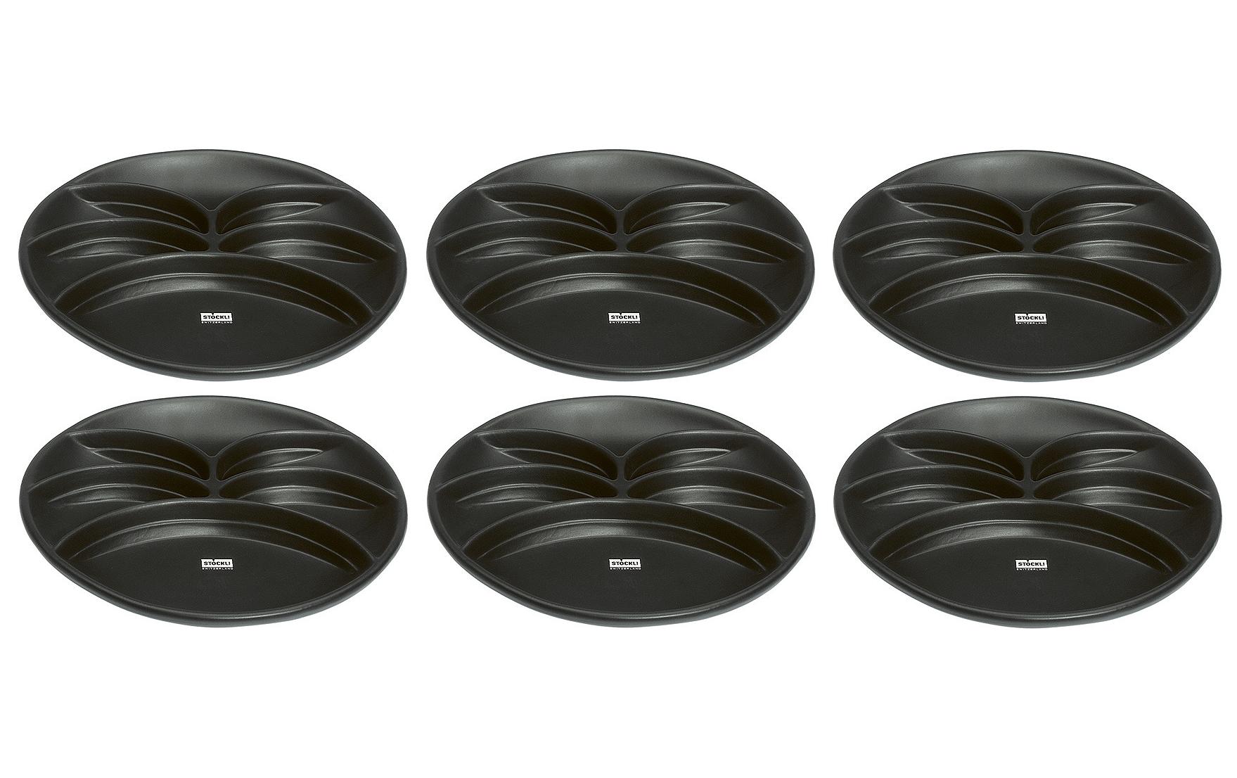 Stöckli Fondueteller – 6er Set, Ø 26,0 cm, Keramik, Schwarz