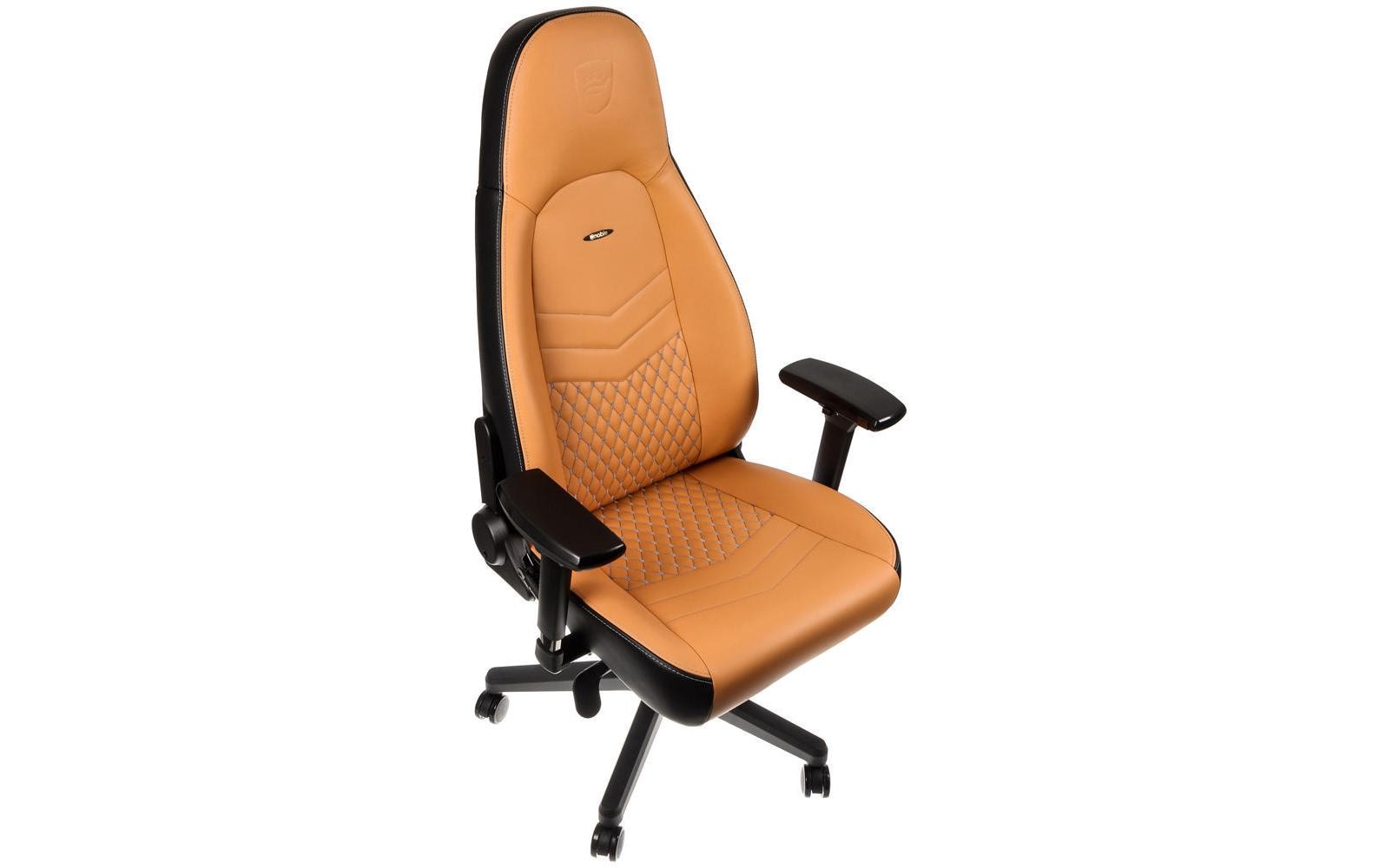noblechairs Bürostuhl Icon – 52 × 57 × 138 cm, 150 kg, cognac/schwarz