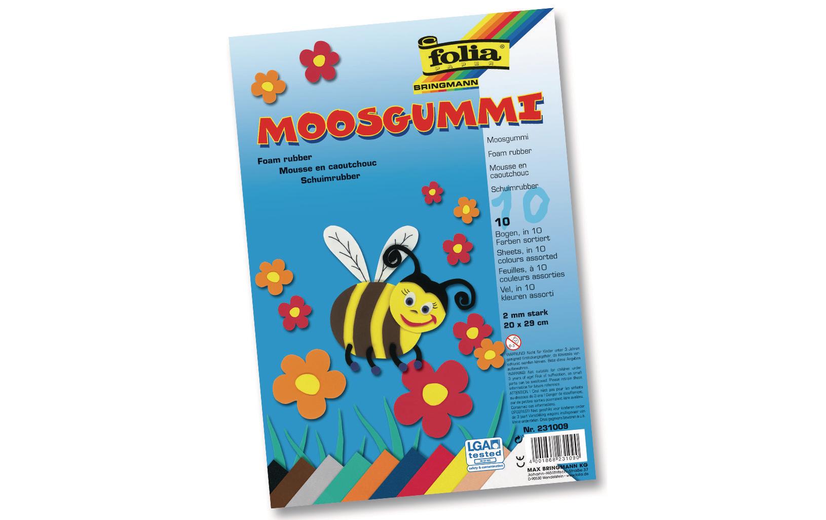 Folia Schaumstoffplatte (selbstklebend), Mehrfarbig, 20 × 29 cm, 2 mm, 10 Bogen