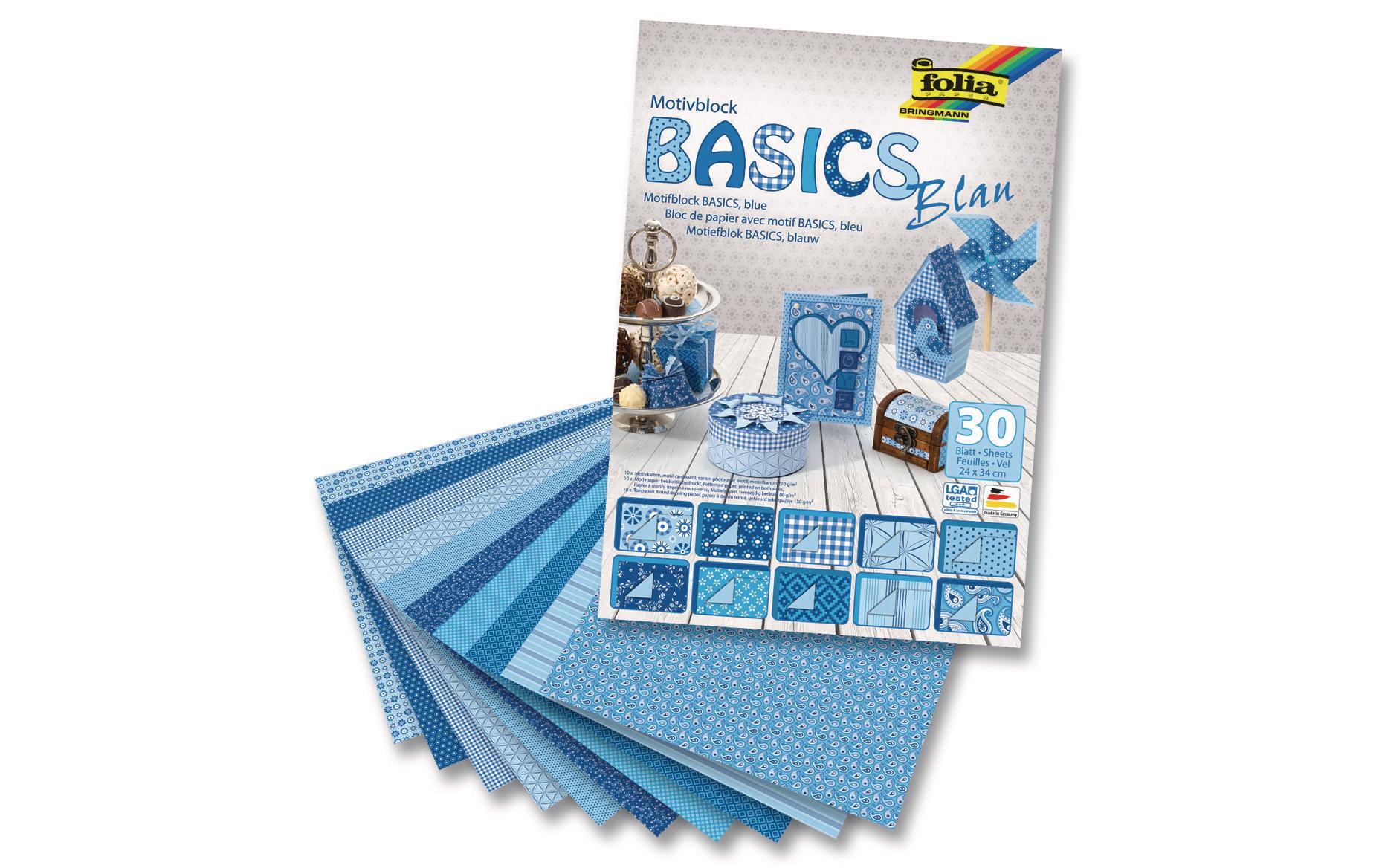 Folia Motivblock Basic – Blau – 30 Blätter