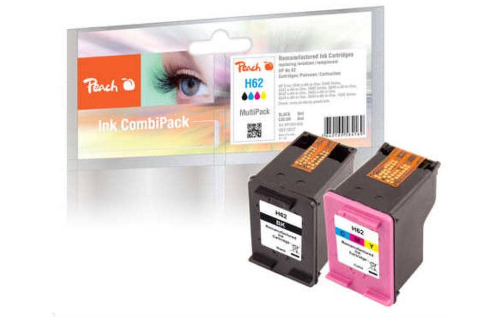 Peach Nr. 62 Tintenpatronen-Multipack, Schwarz/Cyan/Magenta/Gelb (Kompatibel) – für HP Envy 5540/5545/5640…