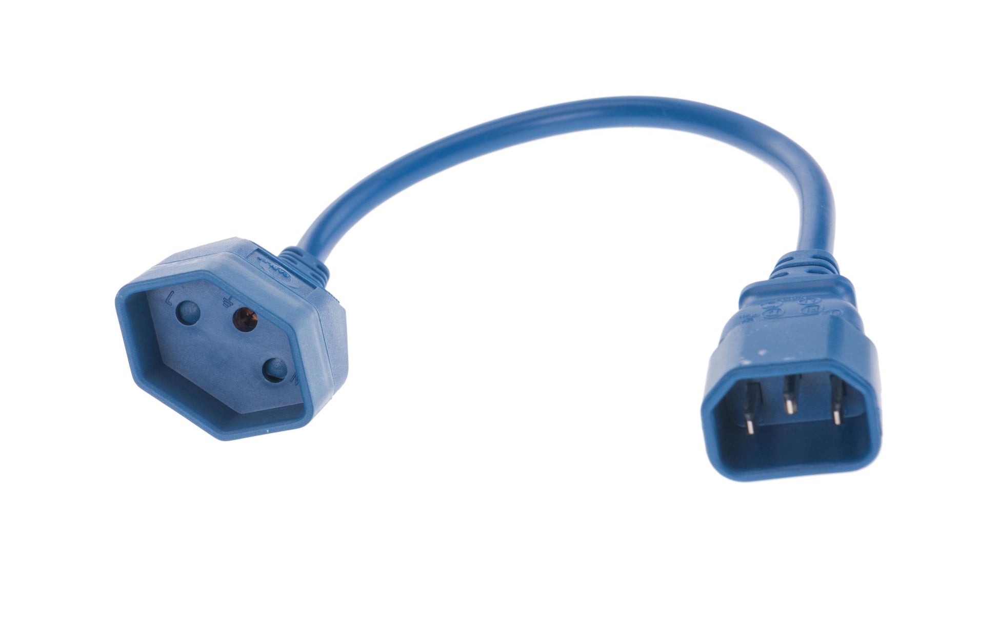 Diggelmann Netzkabel, IEC C14 auf T13, Kinderschutz, angespritzt, 0,3 m, Blau, SPBLC14T13-03