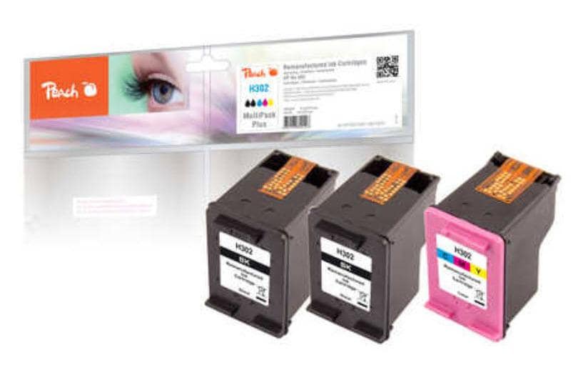 Peach 302 Tintenpatronen-Multipack, Schwarz/Dreifarbig (Kompatibel) – für HP DeskJet 1110, OfficeJet 3830