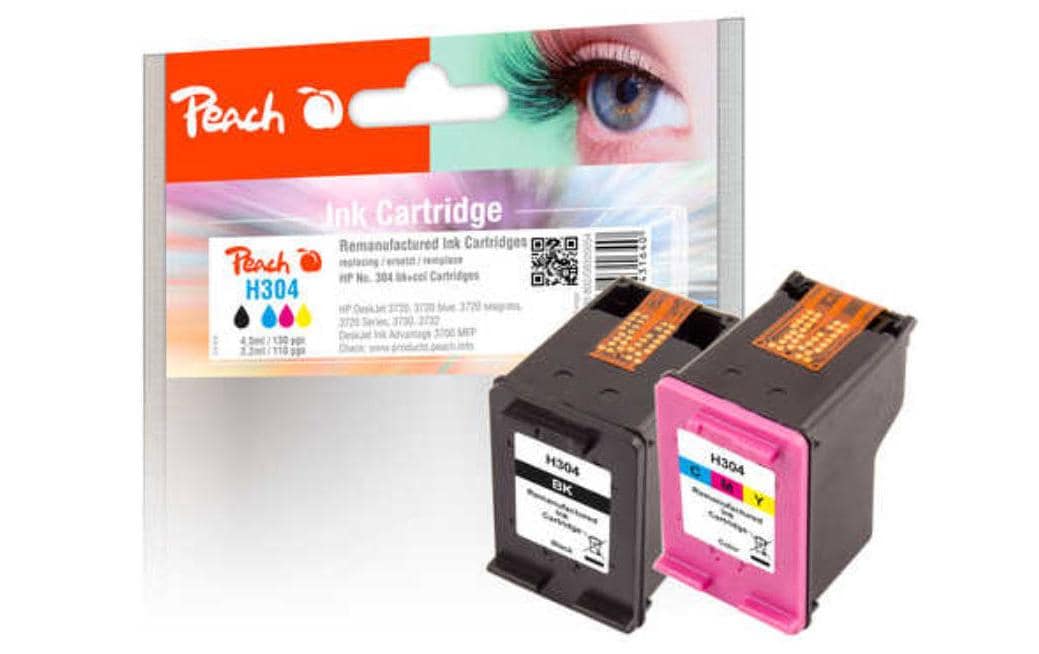 Peach 304 Tintenpatronen-Multipack, Schwarz/Dreifarbig (Kompatibel) – für HP DeskJet 3720/3730/3750
