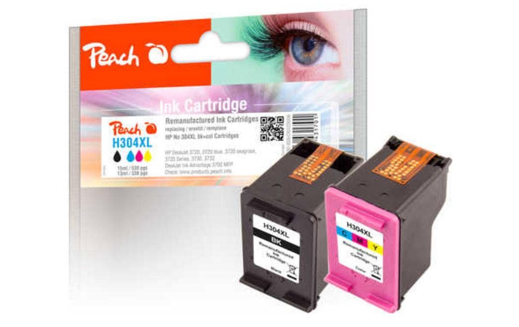 Peach 304XL Tintenpatronen-Multipack, Schwarz/Dreifarbig (Kompatibel) – für HP DeskJet 3720/3730/3732