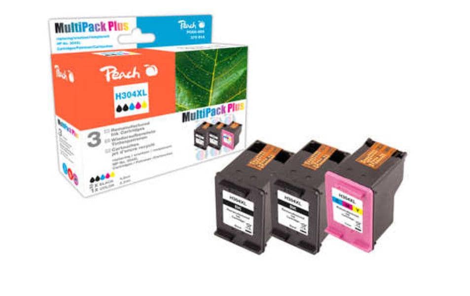 Peach 304XL Tintenpatronen-Multipack, Schwarz/Cyan/Magenta/Gelb (Kompatibel) – für HP DeskJet 3720/3730/3732 …