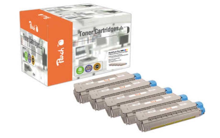 Peach Toner-Multipack – Schwarz 8000, C/M/Y 6000 Seiten – für OKI C 5500 N/C 5550 MFP/C 5800 und andere