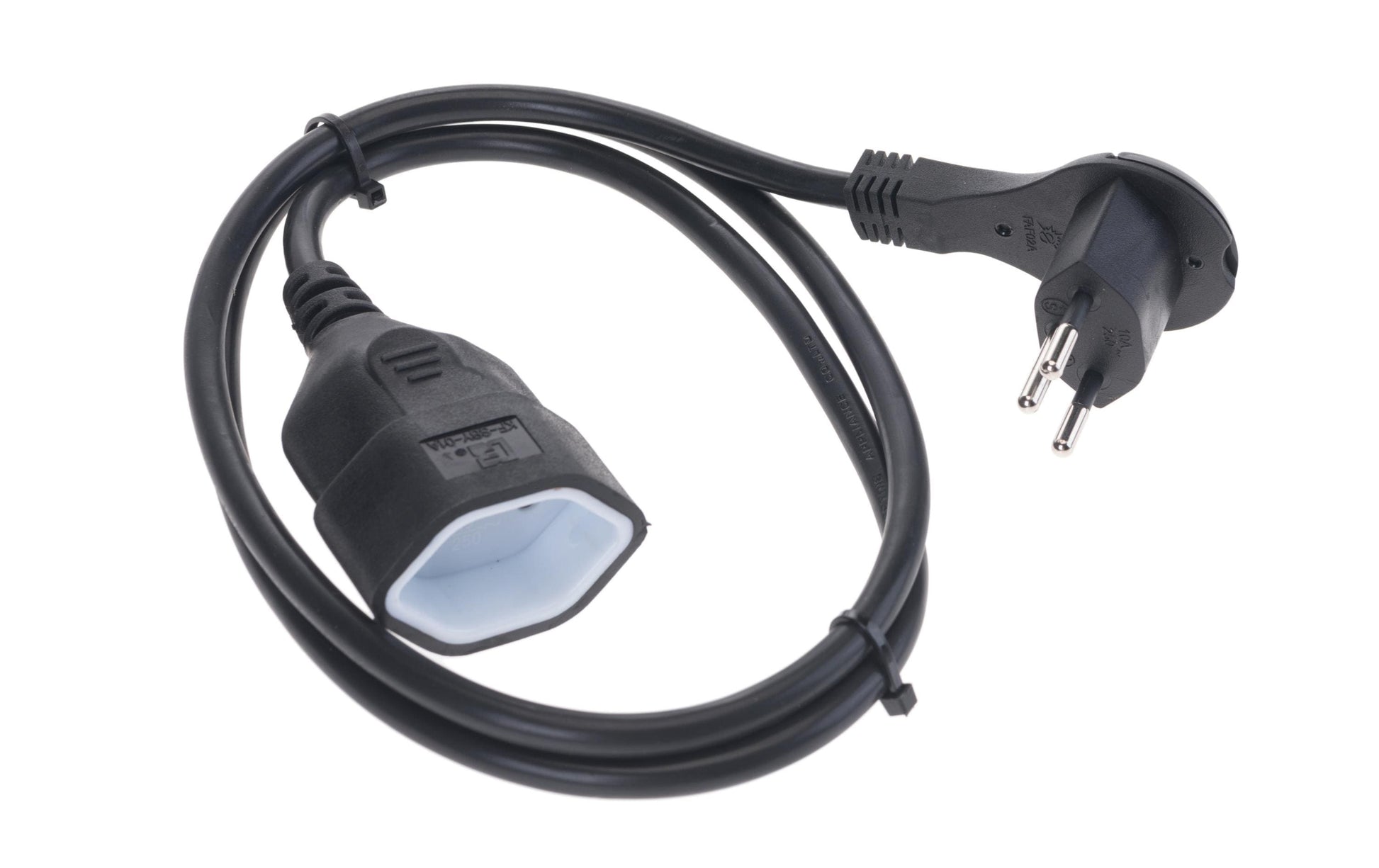 M. Schönenberger Verlängerungskabel, T12–T13, 2 m, 1 mm², mit Kinderschutz, Flachstecker – schwarz
