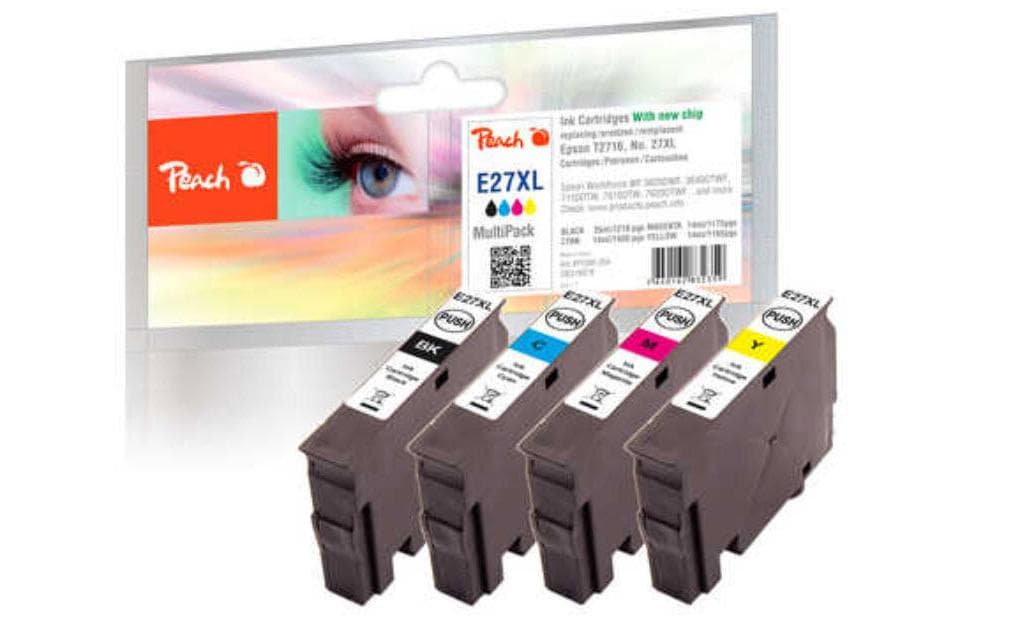 Peach 27XL Tintenpatronen-Multipack, Schwarz/Cyan/Magenta/Gelb (Kompatibel) – für Epson WorkForce WF-3600/7600