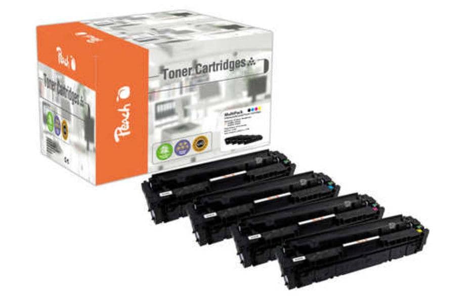 Peach Toner-Multipack CF410-3X – BK/C/M/Y, schwarz 6500, C/M/Y 5000 Seiten – für HP M452, M477, M450 und andere