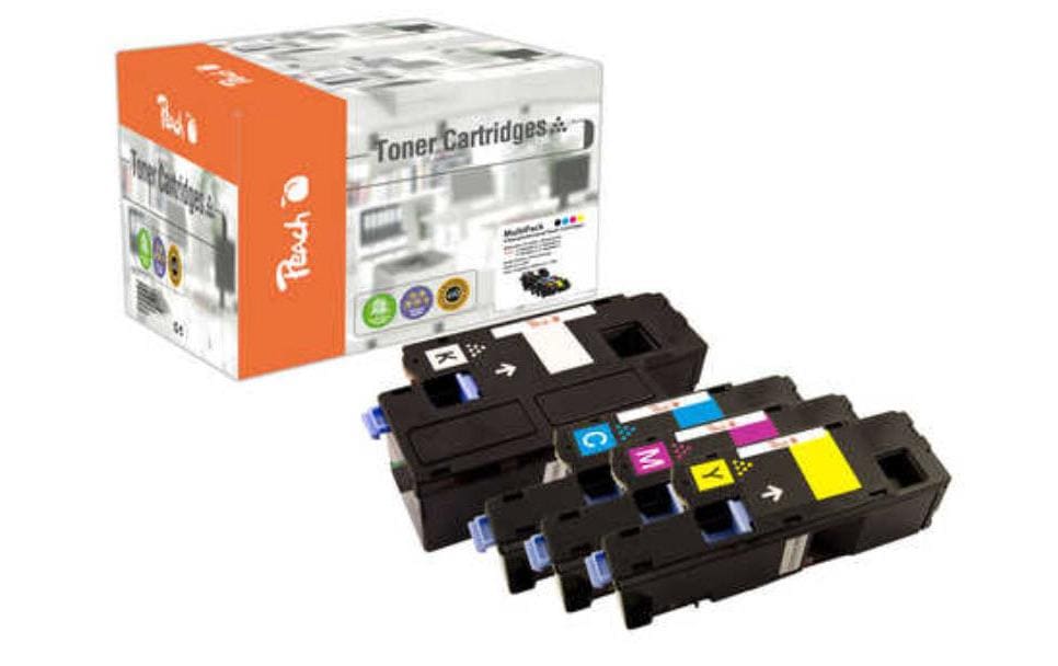 Peach Toner-Multipack C13S050611-4 – BK/C/M/Y, 6200 Seiten – für Epson Aculaser C 1700/C 1750/CX 17 und andere