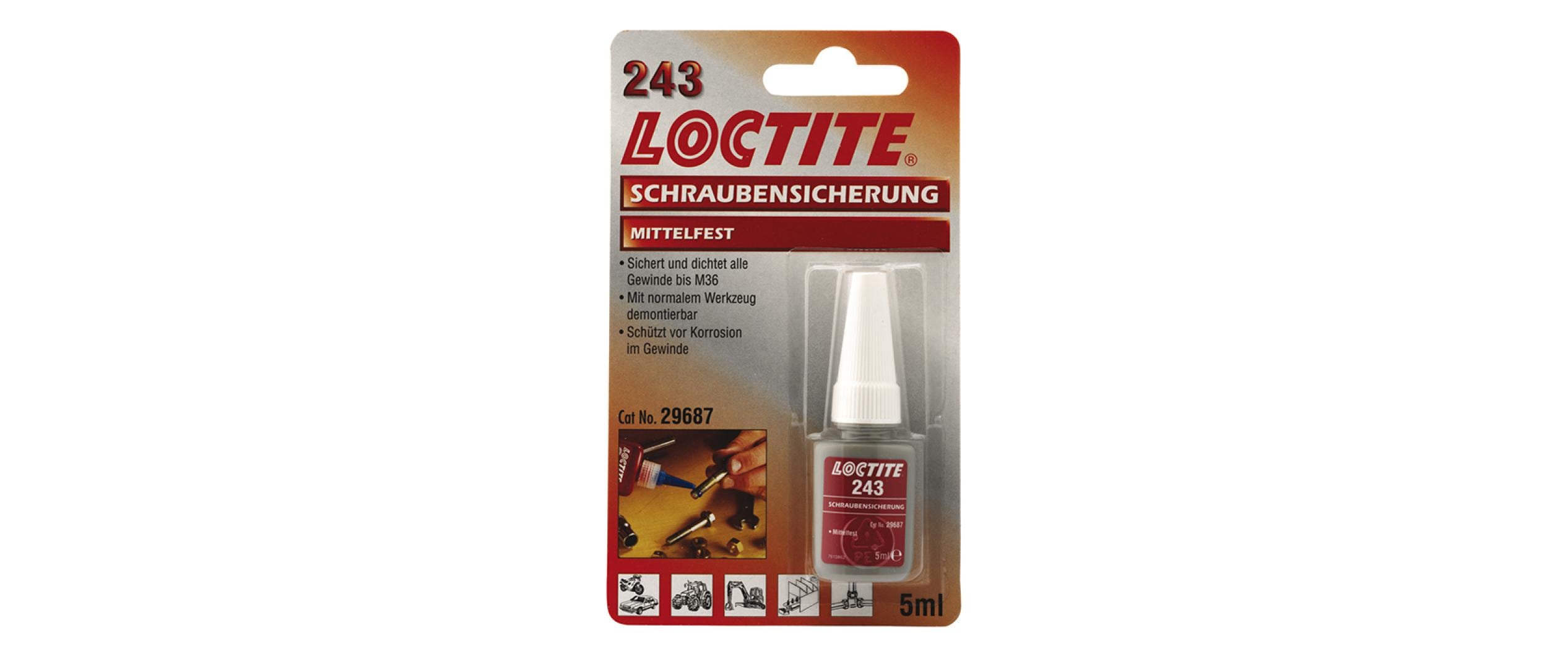 Loctite Schraubensicherung 243 – blau – 5 ml – für Aluminium