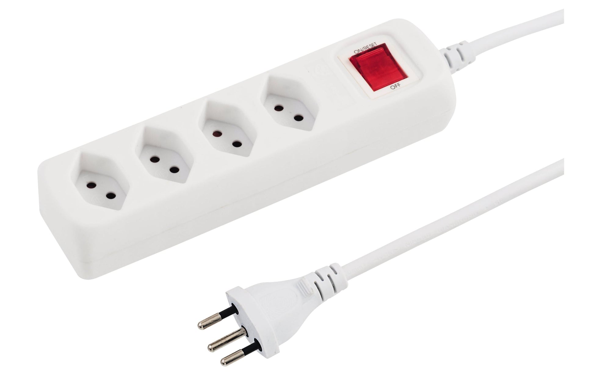 Steffen POWER EASY Steckdosenleiste, 4×T13, mit Schalter, 1,5 m, Kindersicherung – Weiss