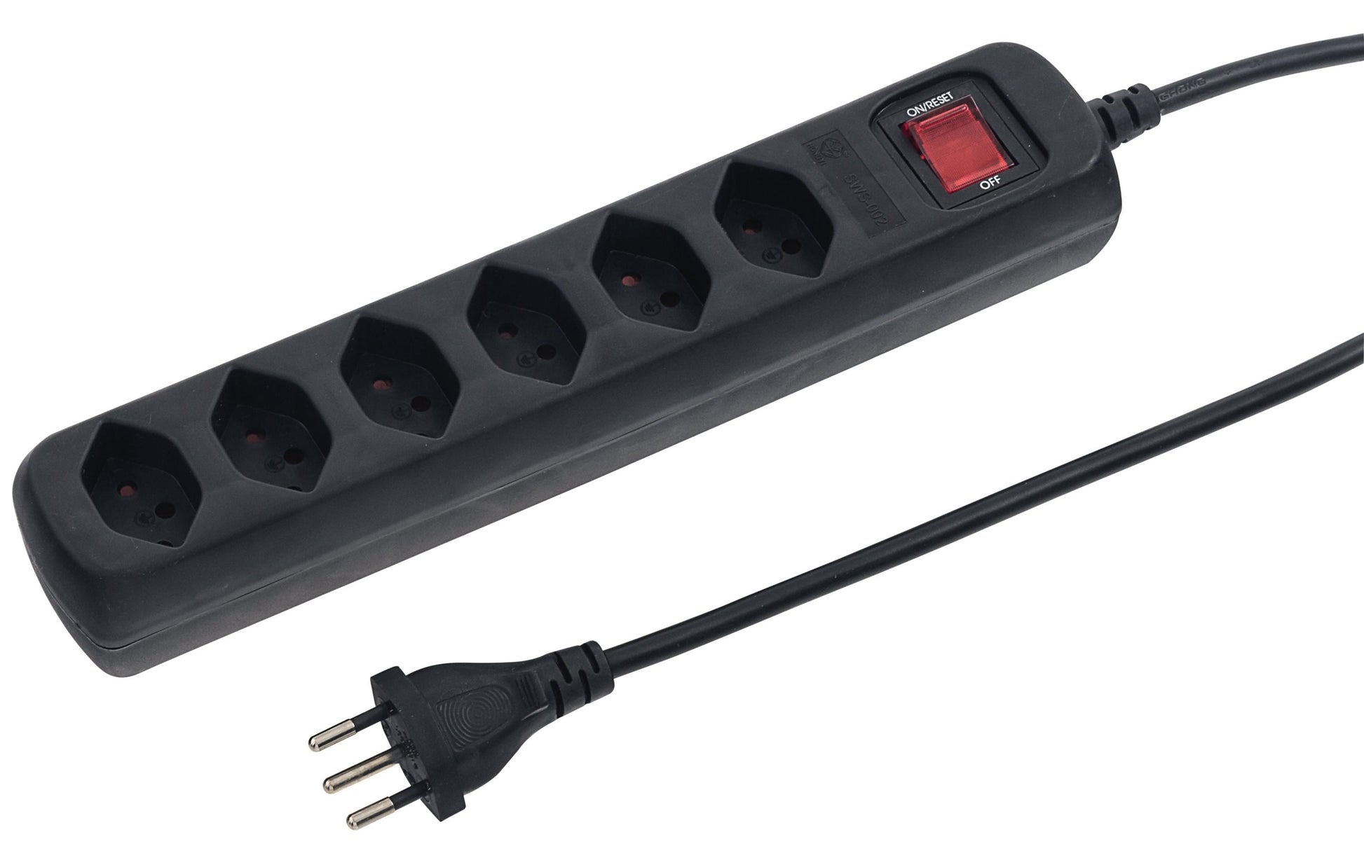 Steffen POWER EASY Steckdosenleiste – 6× T13, 1,5 m, mit Schalter, Kinderschutz, schwarz