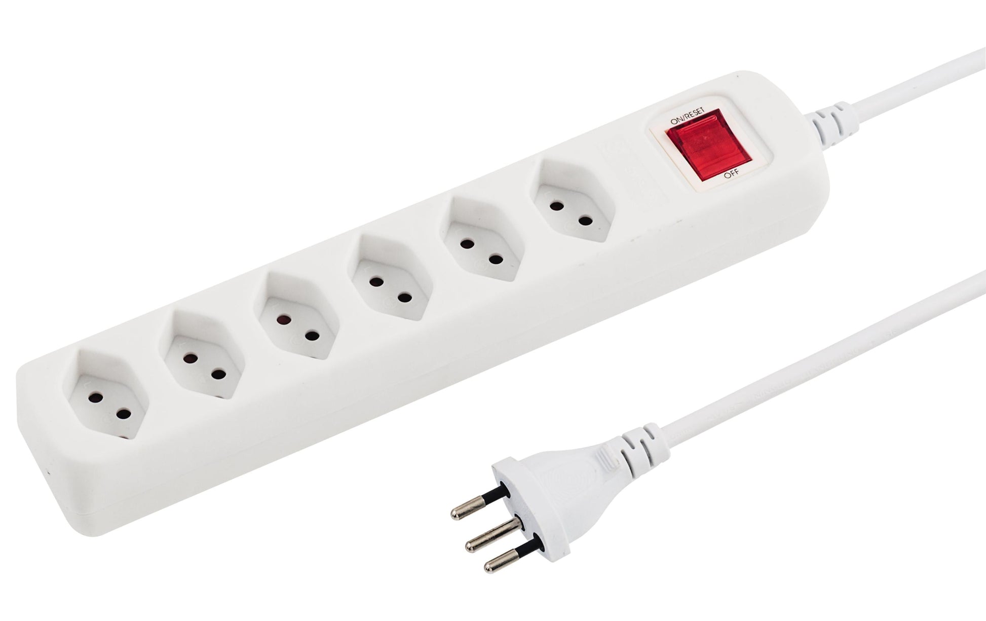 Steffen POWER EASY Steckdosenleiste, 6×T13, mit Schalter, 1,5 m, Kindersicherung, Eingang T12 – Weiss