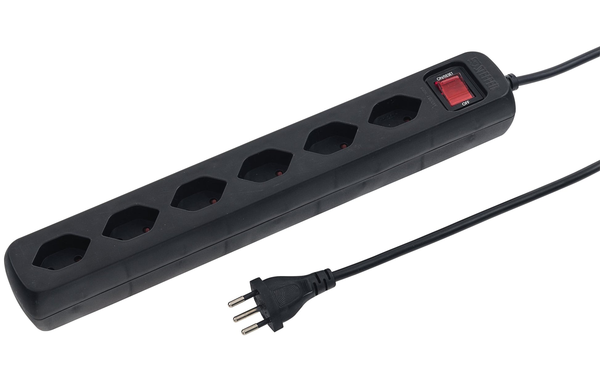 Steffen POWER EASY Steckdosenleiste, 6×T13, mit Schalter, 1,5 m, Kinderschutz – Schwarz
