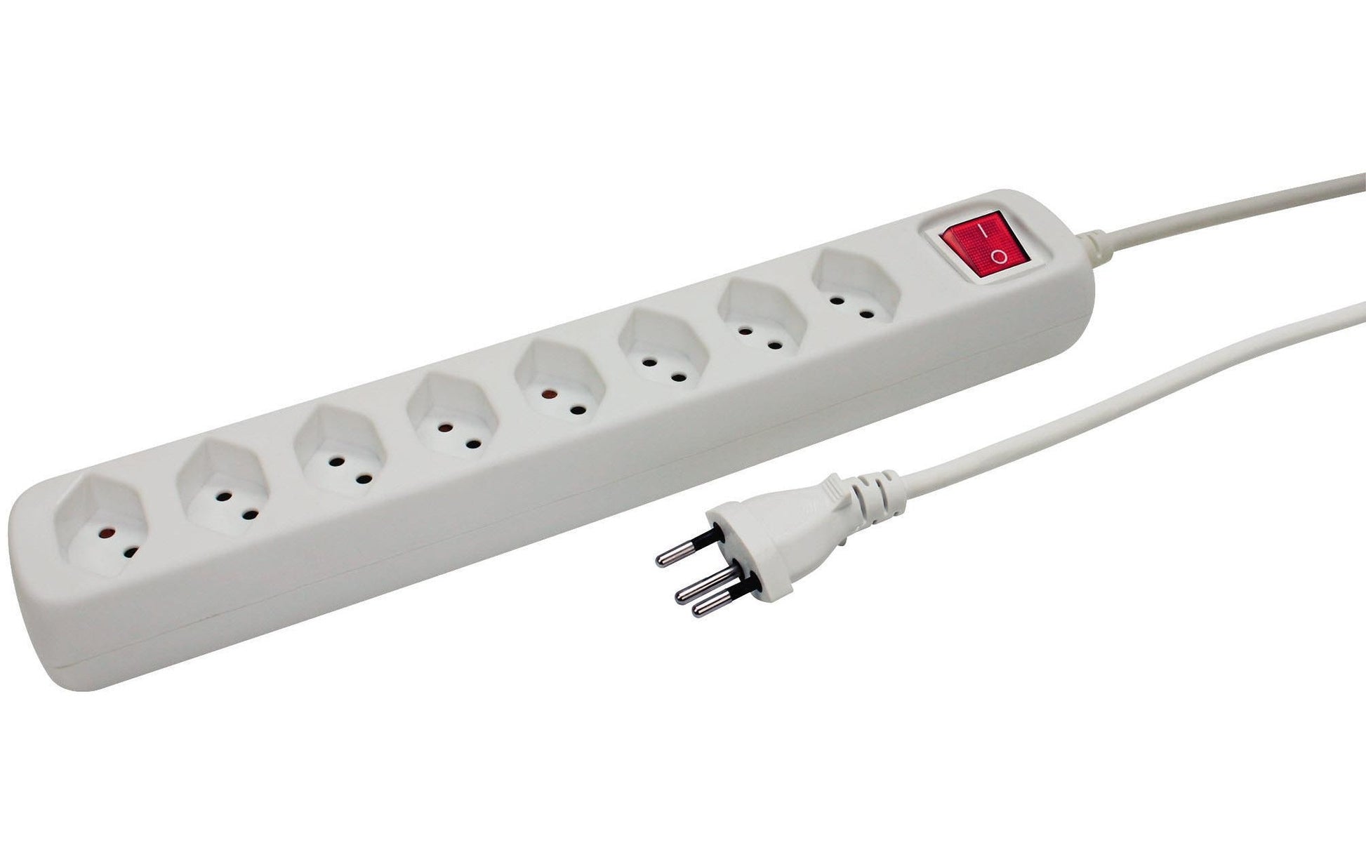 Steffen POWER EASY Steckdosenleiste, 8×T13, mit Schalter, 1,5 m, Eingang T12, Kindersicherung – Weiss