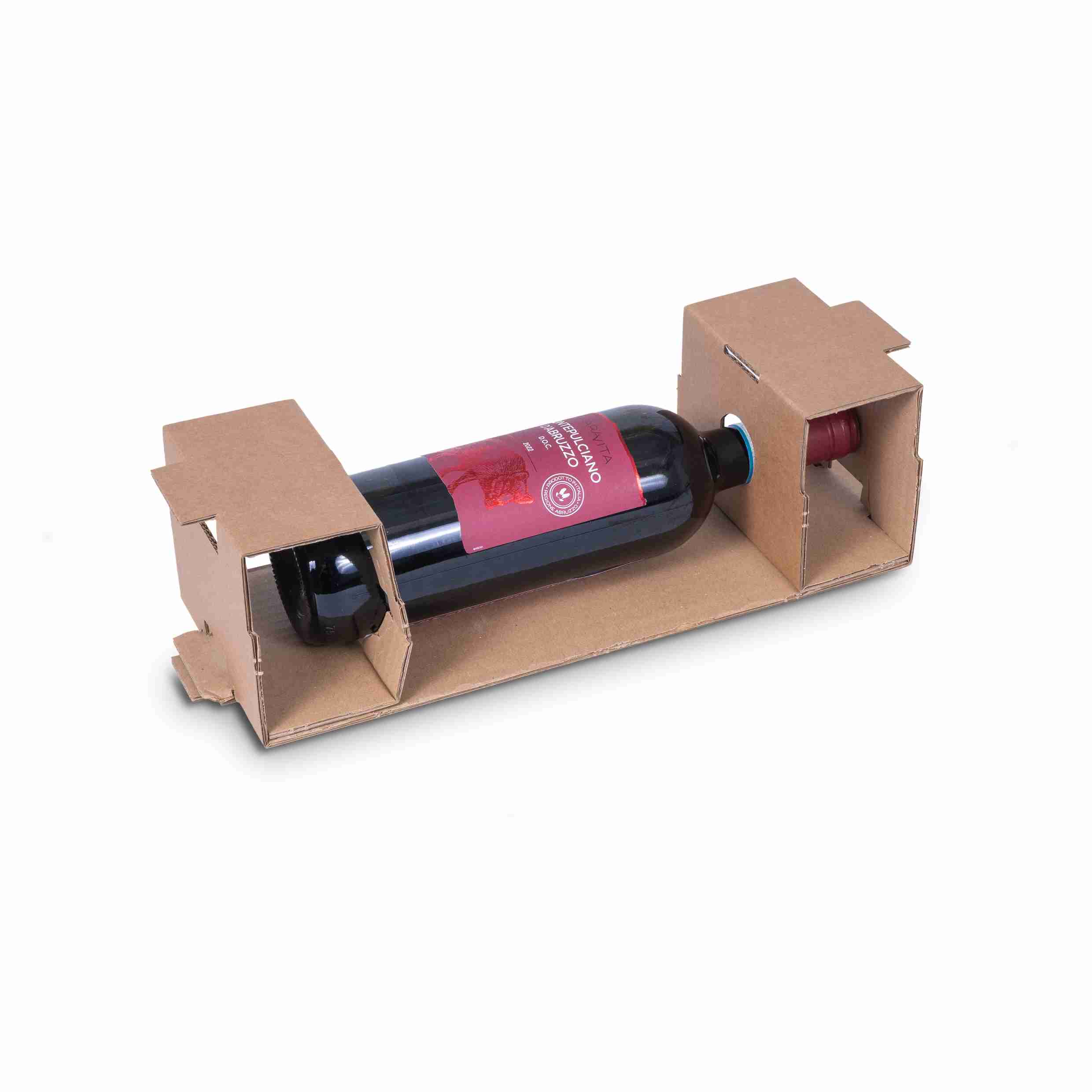 Model Einlagekarton – 128 × 1'001 mm – Karton – für 1 × 0,75 l Flasche (H ? 324 mm, Ø ? 85 mm) – 1 Palette (2'550 Stk.)
