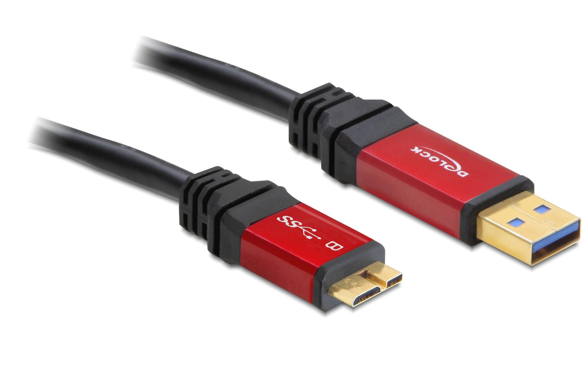 DeLOCK USB-A auf Micro-USB-B Kabel – USB 3.2 Gen 1 (5 Gbit/s) – 5 m – Goldkontakte – Schwarz