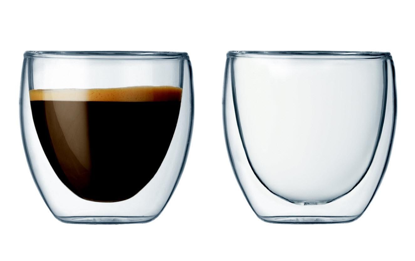 Bodum Glas PAVINA – 2er Set, 80 ml, Ø 6,4 cm, H 6,5 cm, Borosilikatglas, doppelwandig