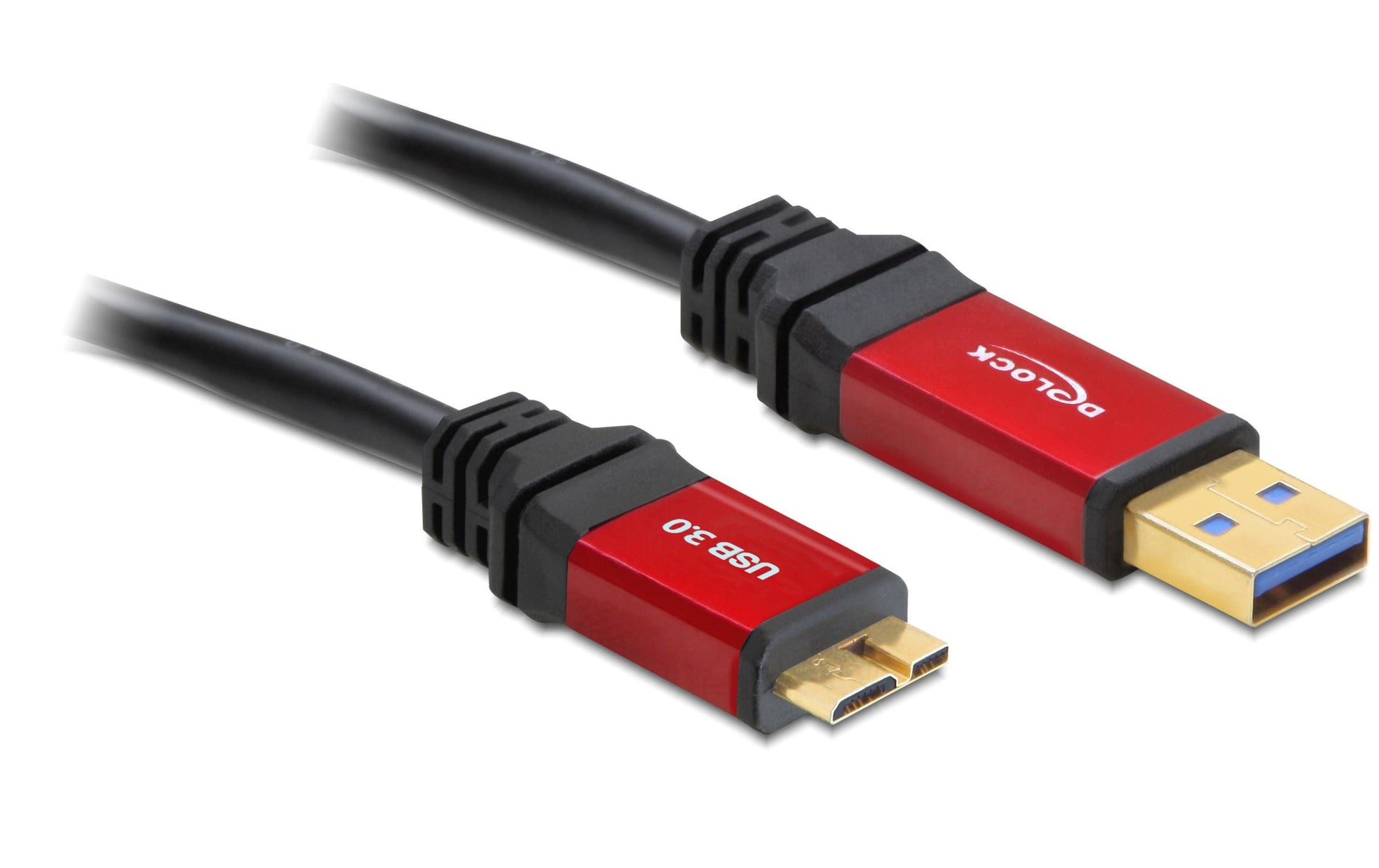 DeLOCK USB-A auf Micro-USB-B Kabel – USB 3.2 Gen 1 (5 Gbit/s) – 2 m – Goldstecker, Schwarz