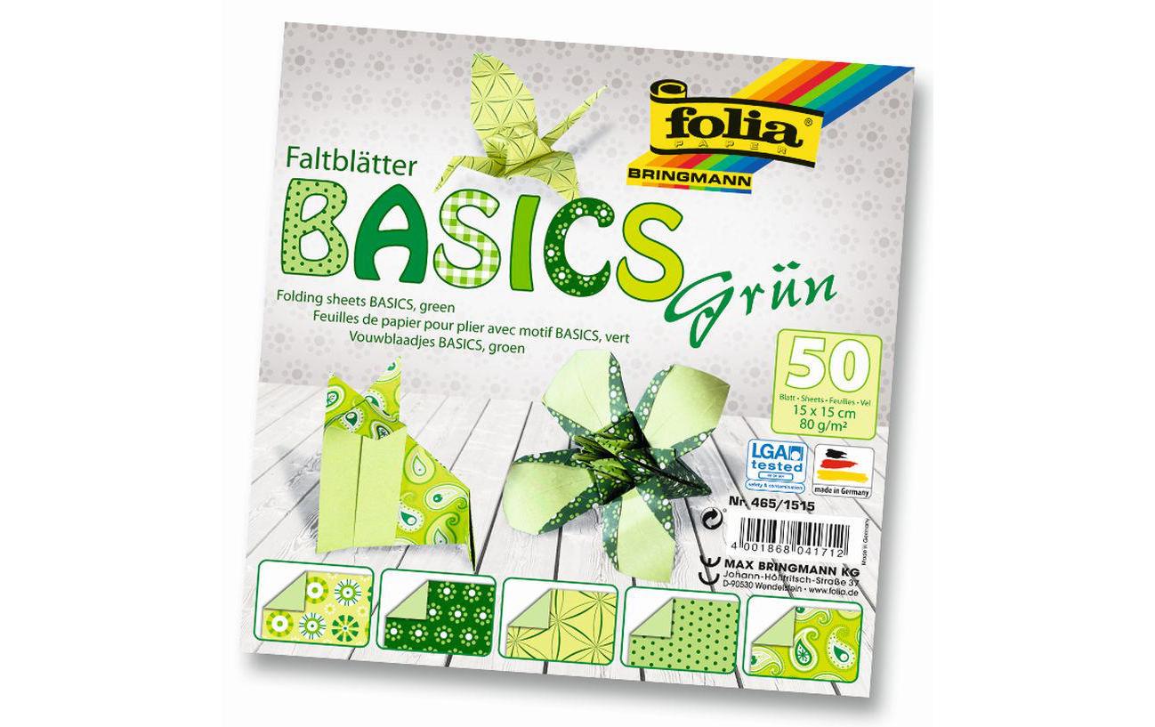 Folia Origamipapier – 15 × 15 cm, Grün, 80 g/m² – 50 Blatt