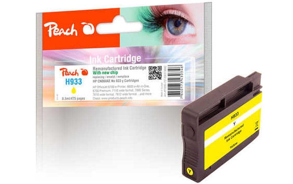 Peach 933 Gelbe Tintenpatrone (Kompatibel) – 475 Seiten – für HP Officejet 6100/6600/6700/7110/7510 – CN060AE