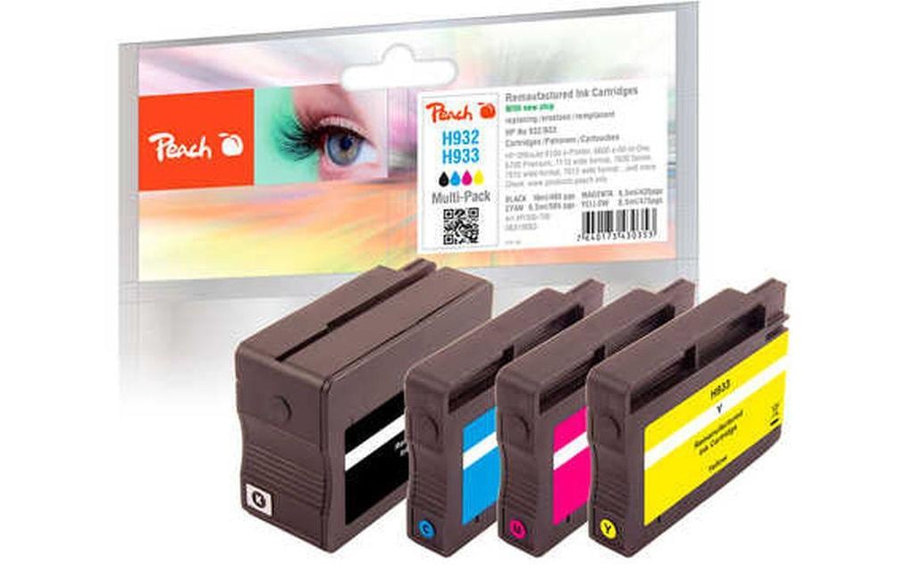 Peach Tintenpatronen-Multipack 932/933, 4er-Pack – für HP OfficeJet 7110, 7510, 7610 und andere