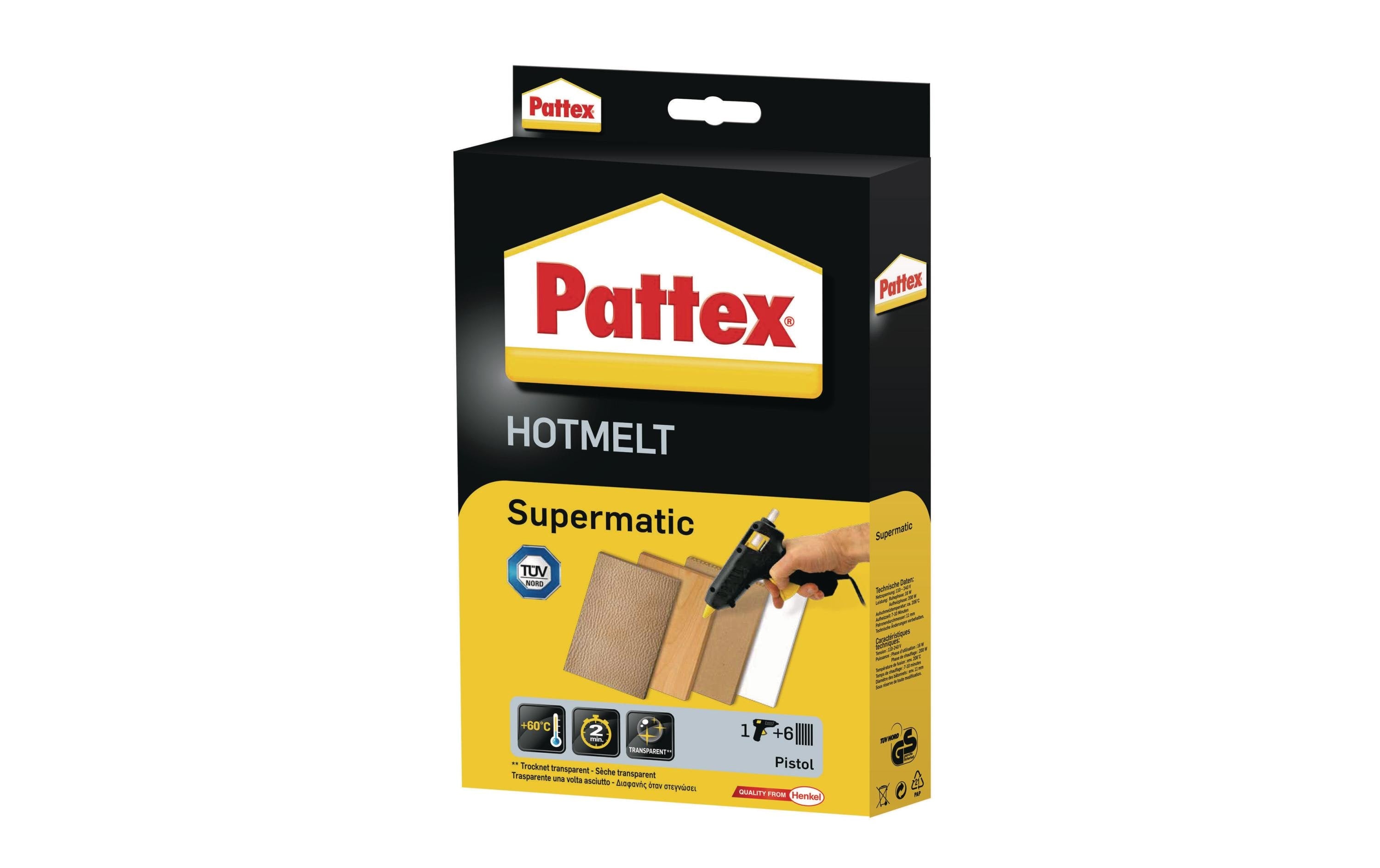 Pattex Heissklebepistole Supermatic – 1 Stück – für Chromstahl – PTC-Heiztechnik