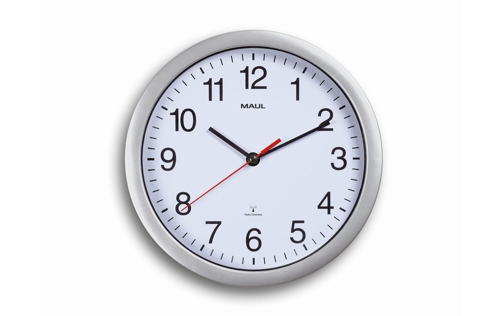 MAUL Wanduhr Run – Funk – Ø 25,2 cm, silber, Kunststoff