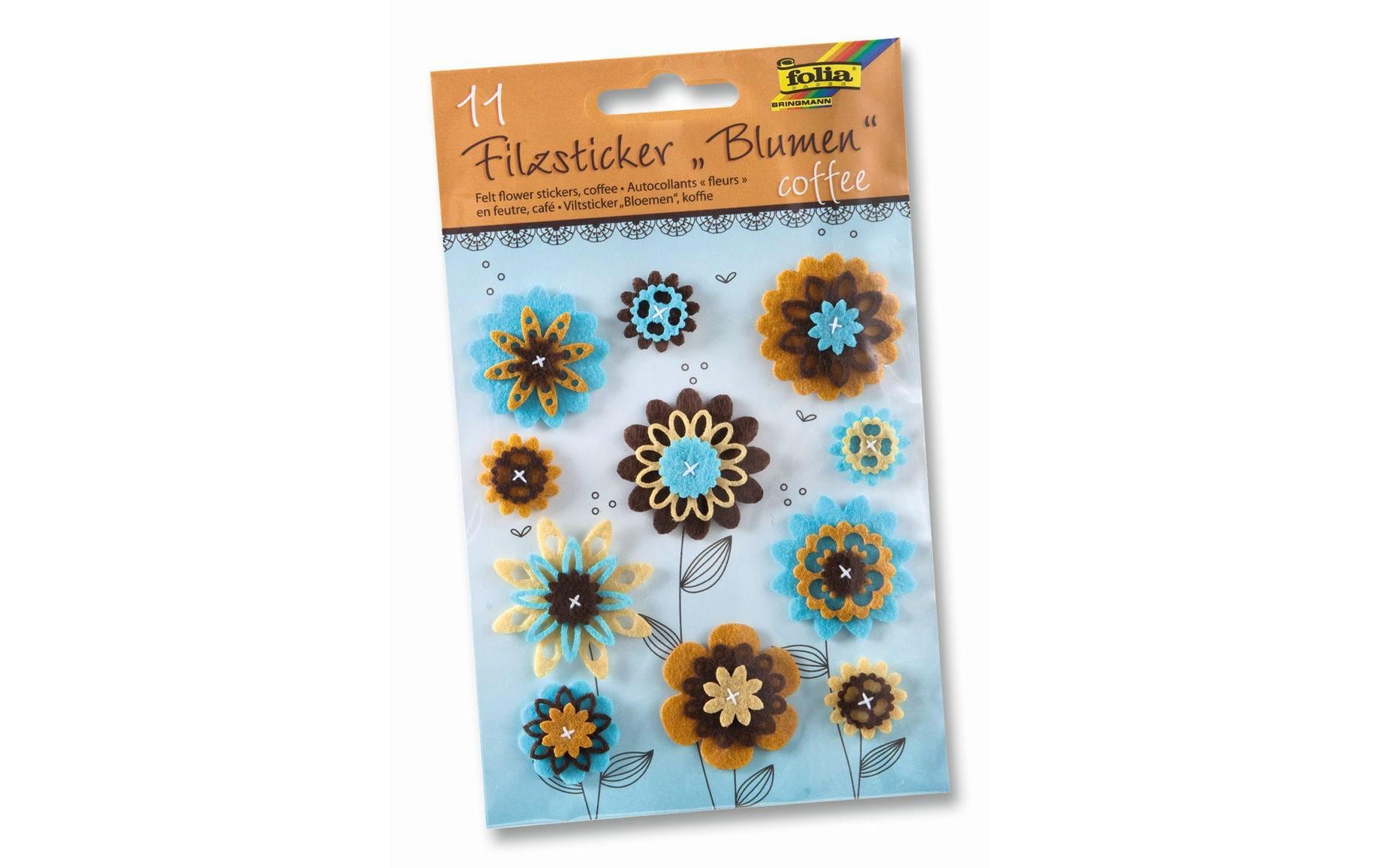 Folia Filzsticker, Blumen, Braun/Orange, 11 Stk